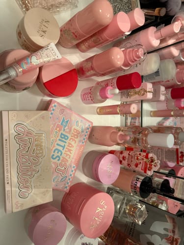 Customer photo of a pink lip care collection